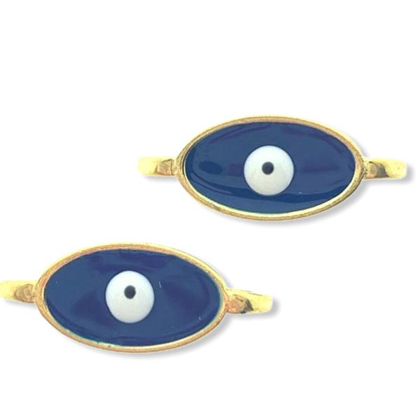 Tussenzetsel Evil eye Donkerblauw Goud 24kr DQ 15x6mm-Kraaltjes van Renate