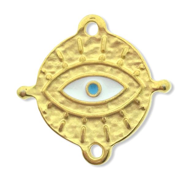 Tussenzetsel Evil eye Goud 24kr DQ 20mm-Kraaltjes van Renate