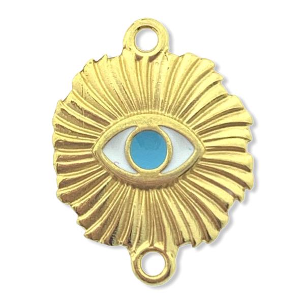 Tussenzetsel Evil eye Goud 24kr DQ 20x16mm-Kraaltjes van Renate