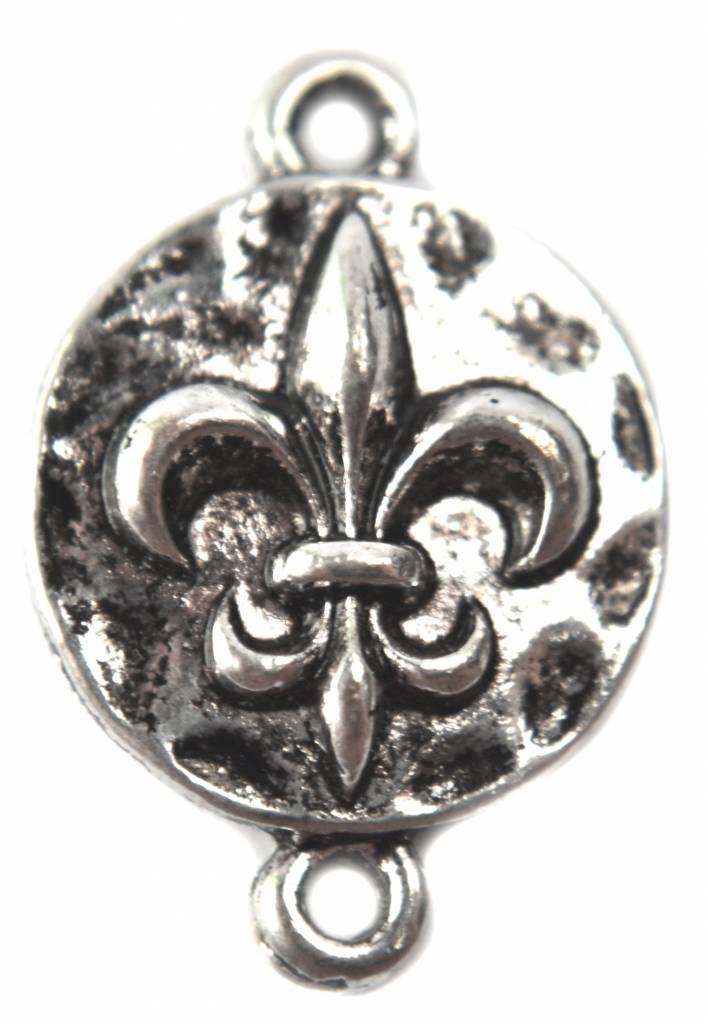 Tussenzetsel Franse lelie zilver 19x13mm - 3st-Kraaltjes van Renate