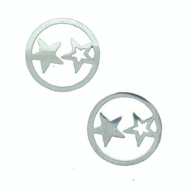 Tussenzetsel Stars Stainless steel Zilver (RVS) 12mm-Kraaltjes van Renate