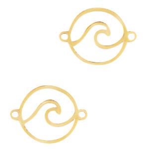 Tussenzetsel Waves Stainless steel Goud (RVS) 12mm-Kraaltjes van Renate