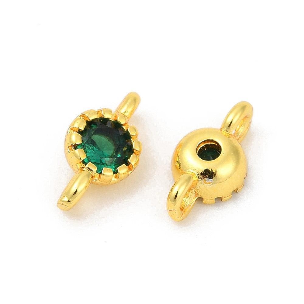 Tussenzetsel Zirconia rond goud / groen 9x5mm - per stuk-bedels-Kraaltjes van Renate