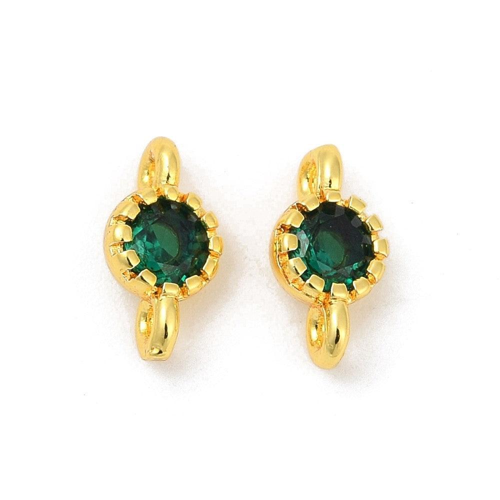 Tussenzetsel Zirconia rond goud / groen 9x5mm - per stuk-bedels-Kraaltjes van Renate