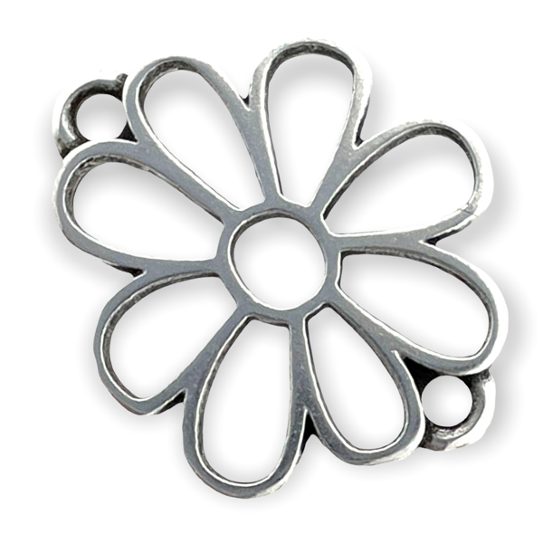 Tussenzetsel bloem Zilver DQ 19x16mm-bedels-Kraaltjes van Renate