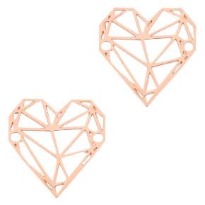 Tussenzetsel bohemian geometric heart Rosegoud 20x19mm-Kraaltjes van Renate