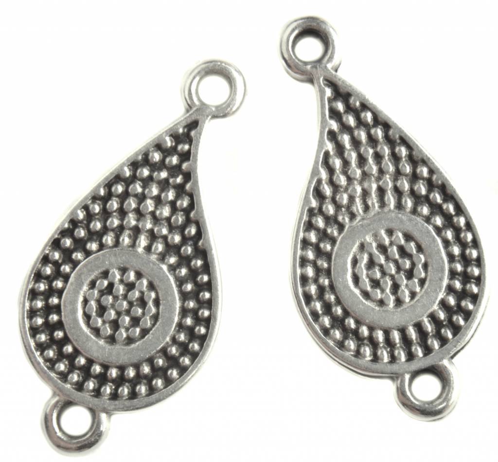 Tussenzetsel boho druppel Zilver DQ 22x11mm-Kraaltjes van Renate