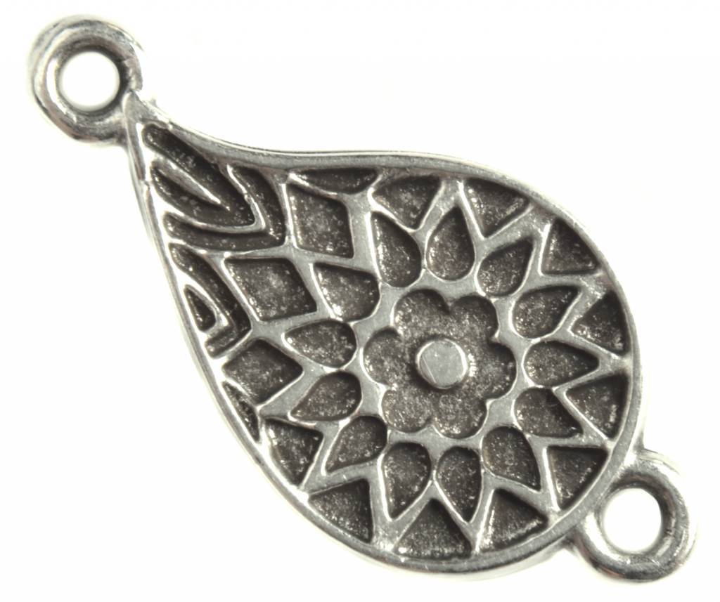 Tussenzetsel boho druppel Zilver DQ 22x11mm-Kraaltjes van Renate