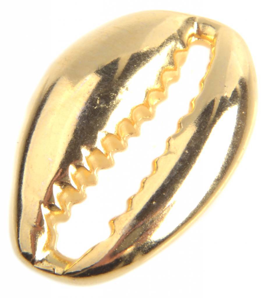 Tussenzetsel cowrie schelp Goud DQ 19x14mm-Kraaltjes van Renate
