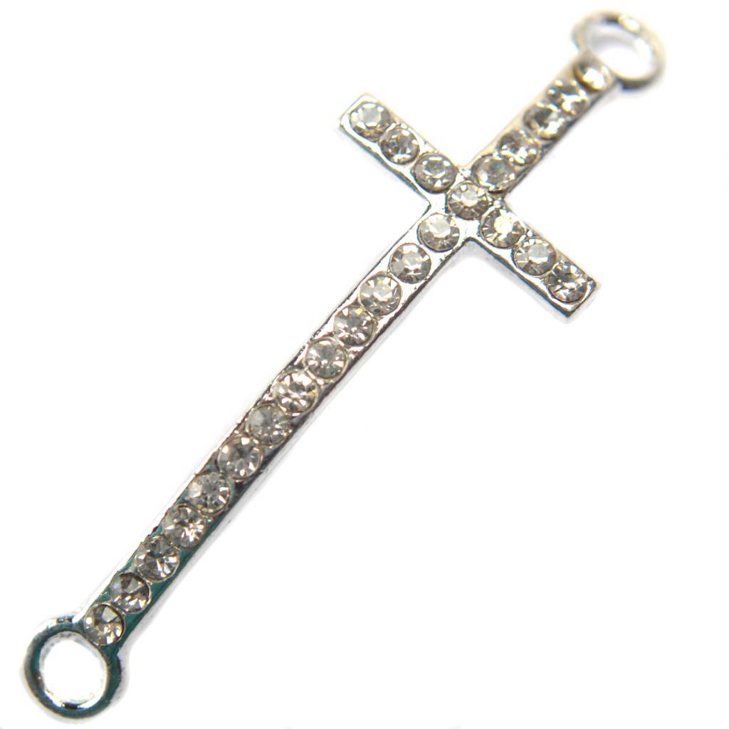 Tussenzetsel crystal kruis zilver 45x15mm-Kraaltjes van Renate