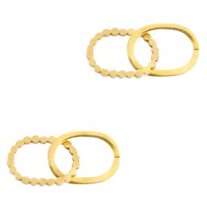 Tussenzetsel double oval Stainless steel Goud (RVS) 14x12mm-Kraaltjes van Renate