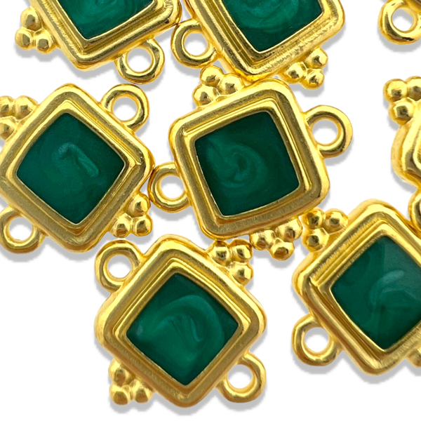 Tussenzetsel emaille groen Goud 24K DQ 15mm-bedels-Kraaltjes van Renate