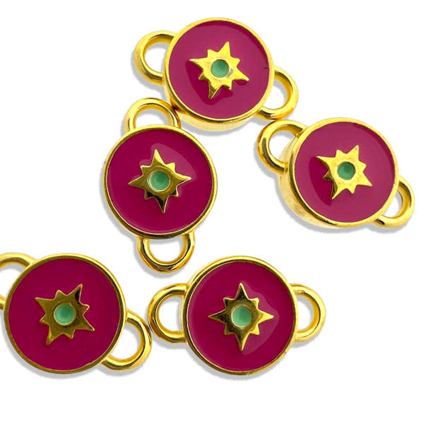 Tussenzetsel emaille roze Goud 24K DQ 10x16mm-bedels-Kraaltjes van Renate