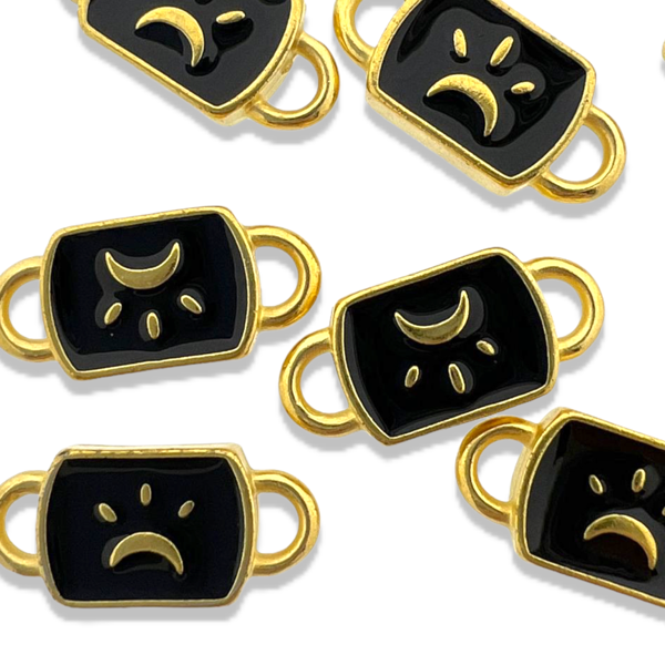 Tussenzetsel emaille zwart Goud 24K DQ 7,5x16mm-bedels-Kraaltjes van Renate