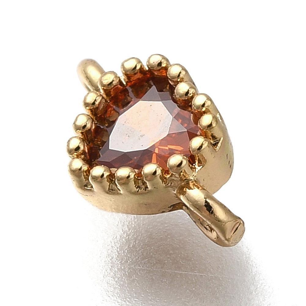 Tussenzetsel hart zirkonia Goud / Roodbruin 5mm - per stuk-bedels-Kraaltjes van Renate