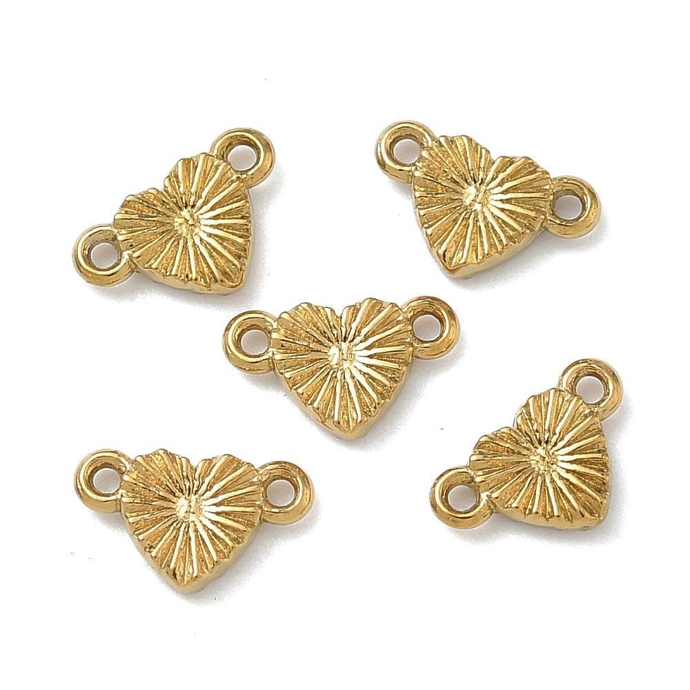 Tussenzetsel hartje textuur RVS 18K goud 6mm - per stuk-bedels-Kraaltjes van Renate