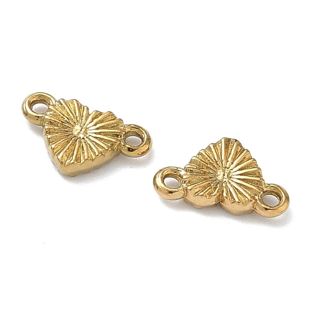 Tussenzetsel hartje textuur RVS 18K goud 6mm - per stuk-bedels-Kraaltjes van Renate