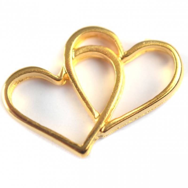 Tussenzetsel hartjes metaal goud DQ 19x14mm-Kraaltjes van Renate