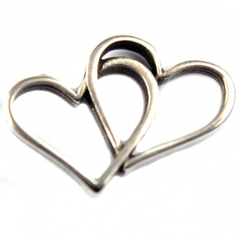 Tussenzetsel hartjes zilver DQ 19x14mm-Kraaltjes van Renate