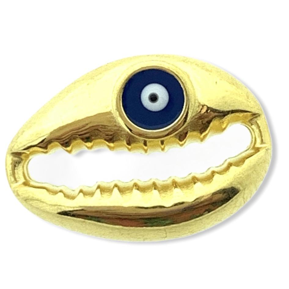 Tussenzetsel kauri evil eye Goud 24kr DQ 18x13mm-Kraaltjes van Renate