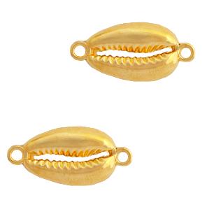Tussenzetsel kauri schelp Goud DQ 19x12mm-Kraaltjes van Renate