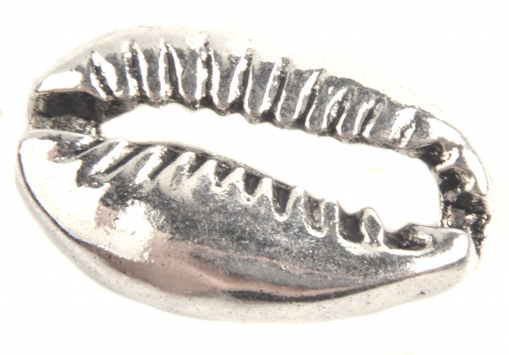 Tussenzetsel kauri schelp Zilver 19x12mm - 3 stuks-Kraaltjes van Renate