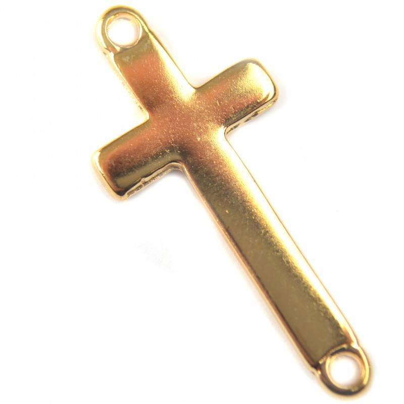 Tussenzetsel kruis metaal goud DQ 16x36mm-Kraaltjes van Renate