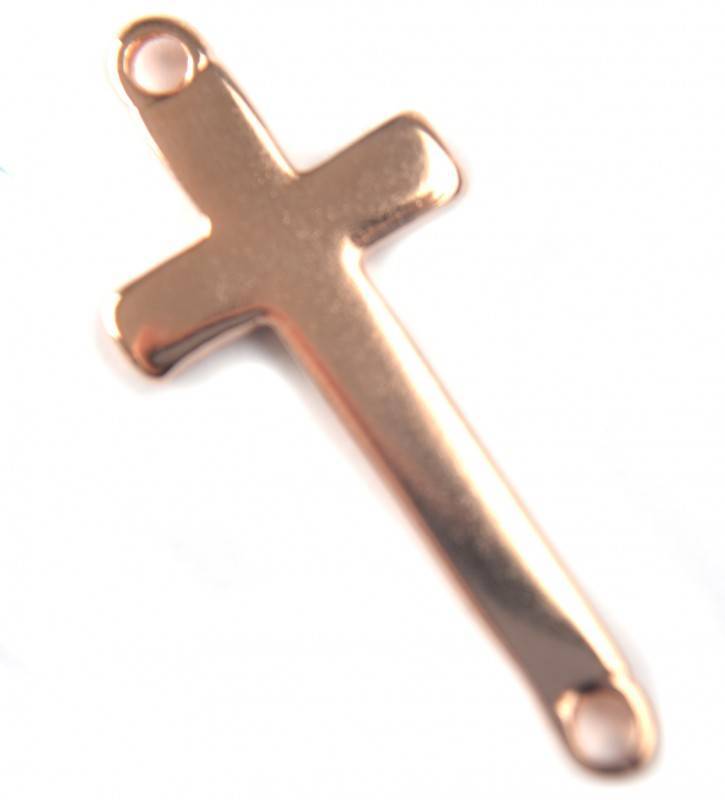 Tussenzetsel kruis metaal roségoud DQ 16x36mm-Kraaltjes van Renate