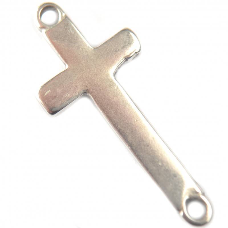 Tussenzetsel kruis metaal zilver DQ 16x36mm-Kraaltjes van Renate