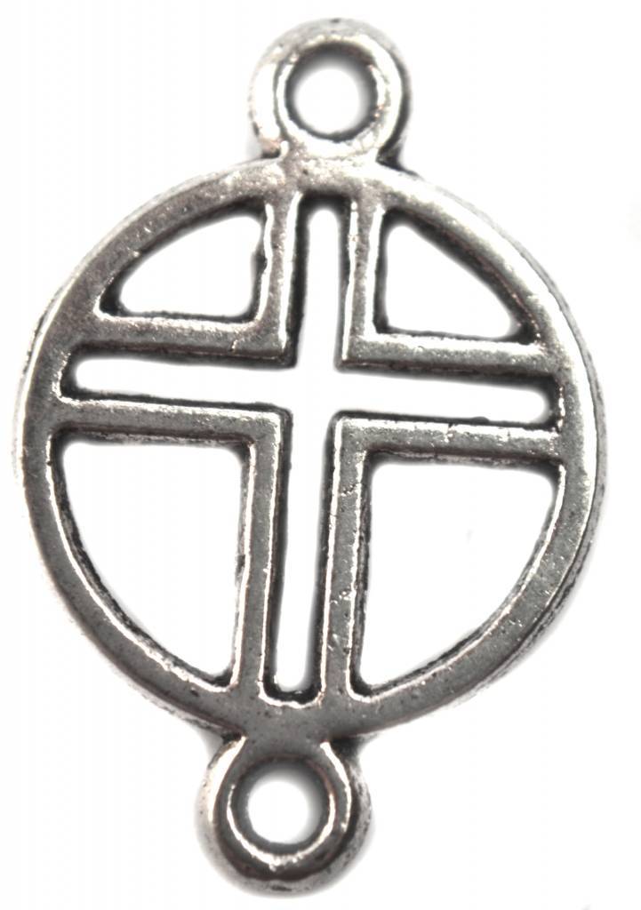 Tussenzetsel kruis zilver 21x14mm - 3st-Kraaltjes van Renate