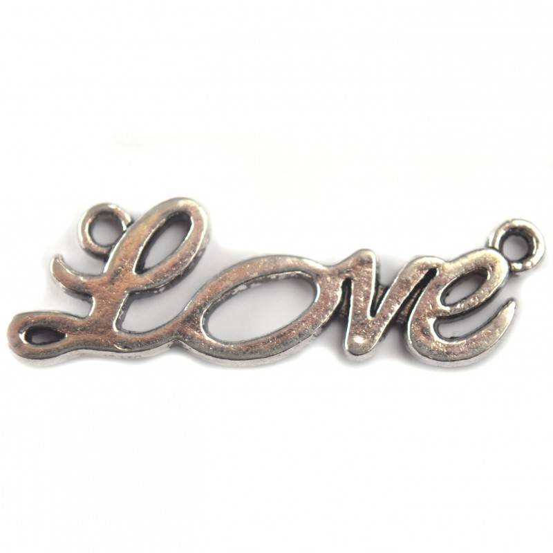 Tussenzetsel "love" metaal zilver 33x10mm-Kraaltjes van Renate