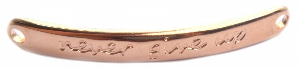 Tussenzetsel 'never give up' Rosegoud DQ 43x5mm-Kraaltjes van Renate
