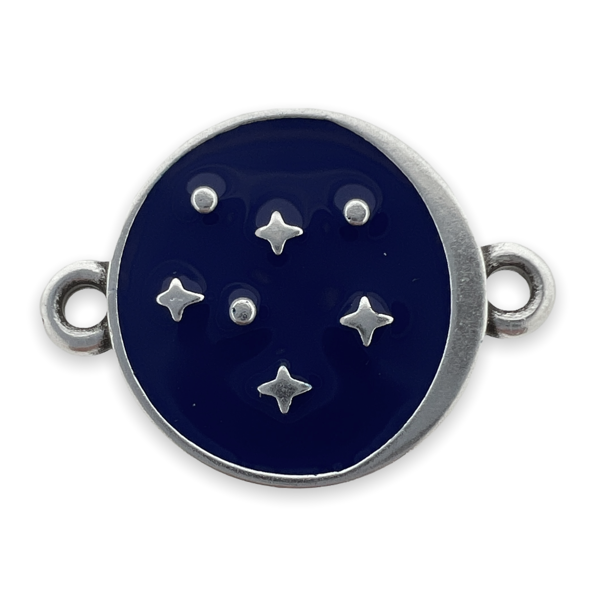 Tussenzetsel rond maan blauw Zilver DQ 20x15mm-bedels-Kraaltjes van Renate