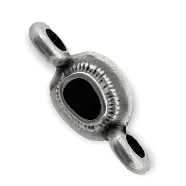 Tussenzetsel rond mini motief zwart Zilver DQ 15x6mm-bedels-Kraaltjes van Renate
