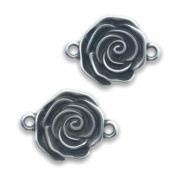 Tussenzetsel roos Zilver DQ 18x13mm-Kraaltjes van Renate