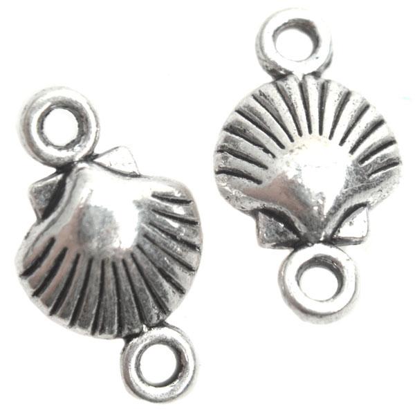 Tussenzetsel schelp Zilver 15x9mm - 6 stuks-Kraaltjes van Renate