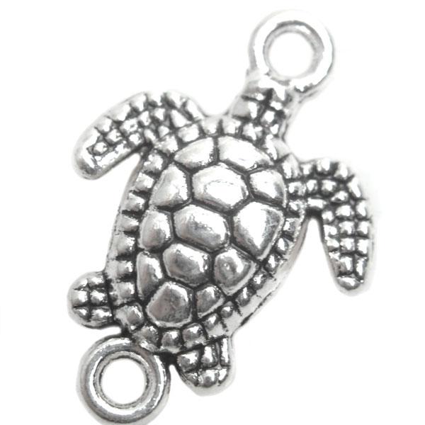 Tussenzetsel schildpad Zilver 21x14,5mm - 5 stuks-Kraaltjes van Renate