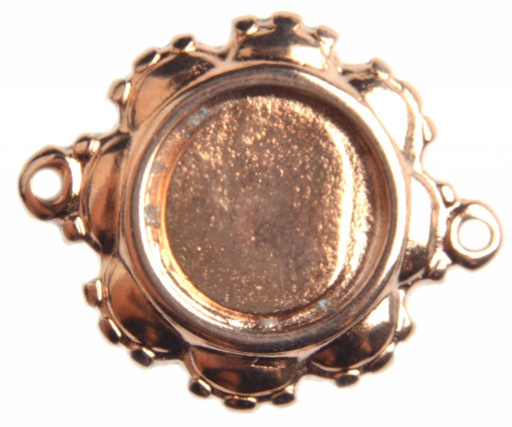 Tussenzetsel setting voor 12mm cabochon Rosegoud DQ-Kraaltjes van Renate