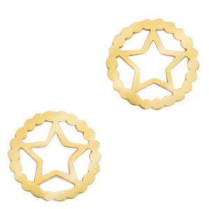 Tussenzetsel star Stainless steel Goud (RVS) 12mm-Kraaltjes van Renate