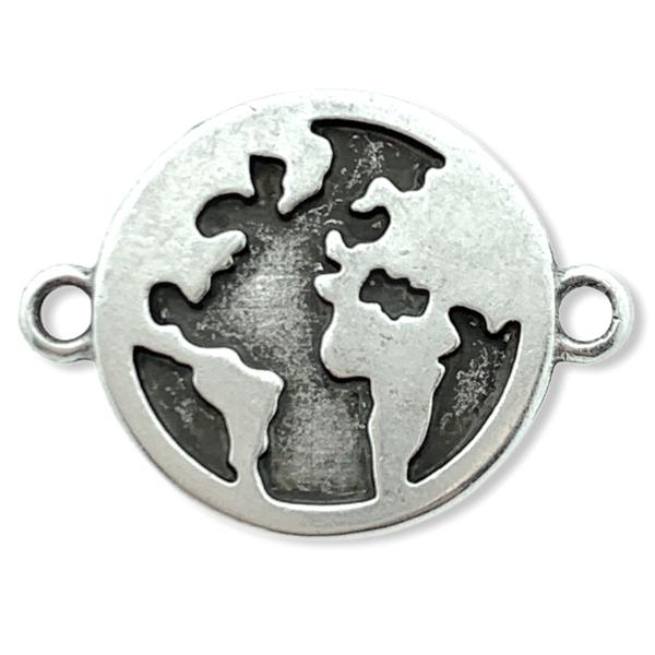 Tussenzetsel wereldbol Zilver DQ 15mm-Kraaltjes van Renate