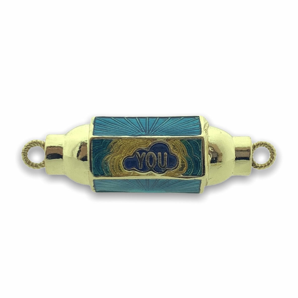 Tussenzetsel wishdom hexagon You and me blauw 18K gold plated 12x37mm-Kraaltjes van Renate