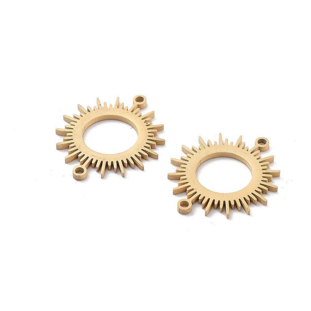 Tussenzetsel zon RVS Goud 16mm - per stuk-bedels-Kraaltjes van Renate