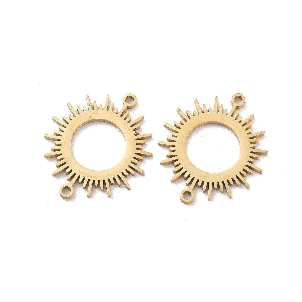 Tussenzetsel zon RVS Goud 16mm - per stuk-bedels-Kraaltjes van Renate