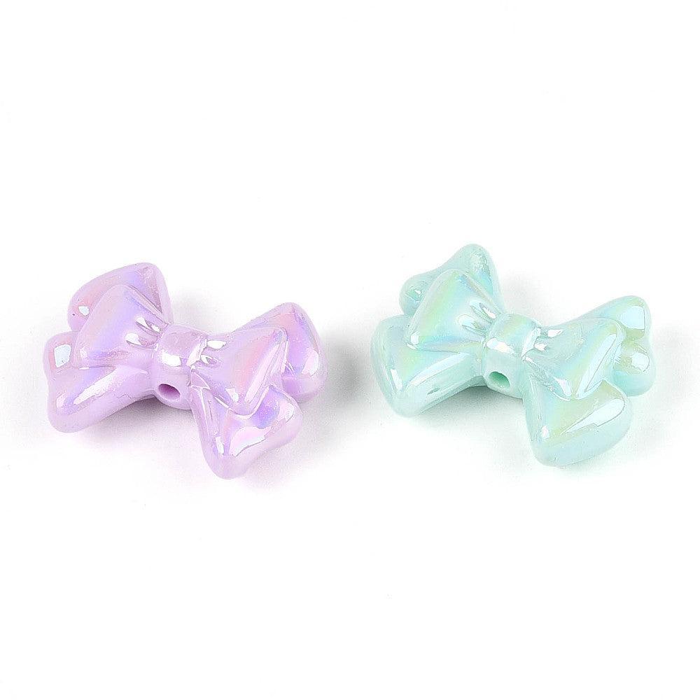 UV Plated Acryl Strikjes Mix Multicolor Pastel 22x29mm ⌀2mm - 5 stuks-Kralen-Kraaltjes van Renate