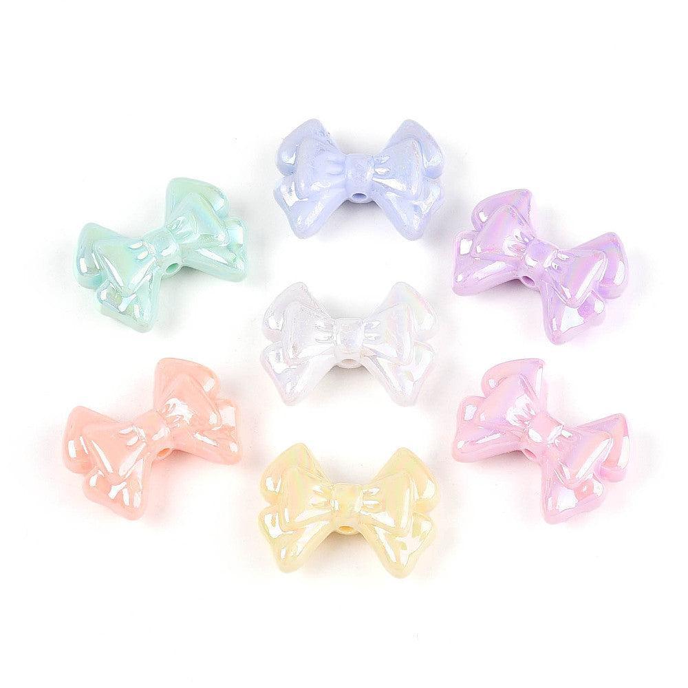 UV Plated Acryl Strikjes Mix Multicolor Pastel 22x29mm ⌀2mm - 5 stuks-Kralen-Kraaltjes van Renate