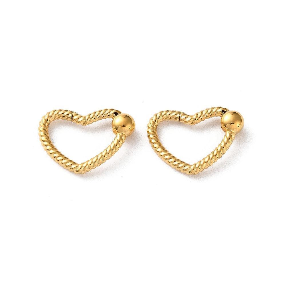 Bedel slot hart RVS 18K goud 16mm - per stuk-bedels-Kraaltjes van Renate