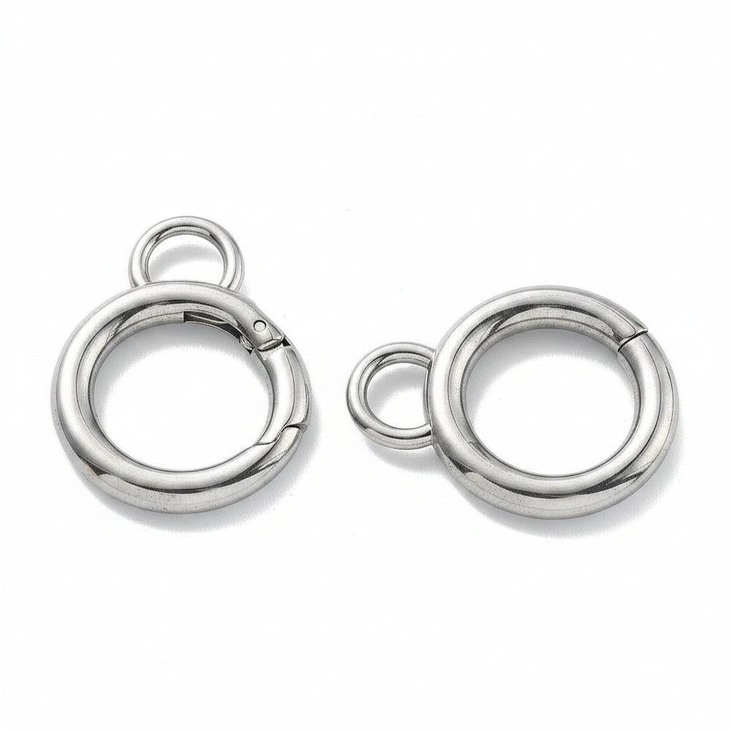 Veerring Sluiting Groot RVS Zilver 28x22mm - per stuk-Onderdelen-Kraaltjes van Renate