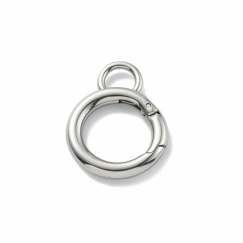 Veerring Sluiting Groot RVS Zilver 28x22mm - per stuk-Onderdelen-Kraaltjes van Renate