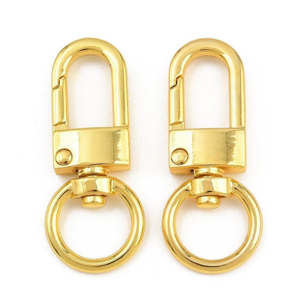 Sleutelhanger Karabijn Draaibaar Breed Goud 46x19mm - per stuk-Sluitingen-Kraaltjes van Renate