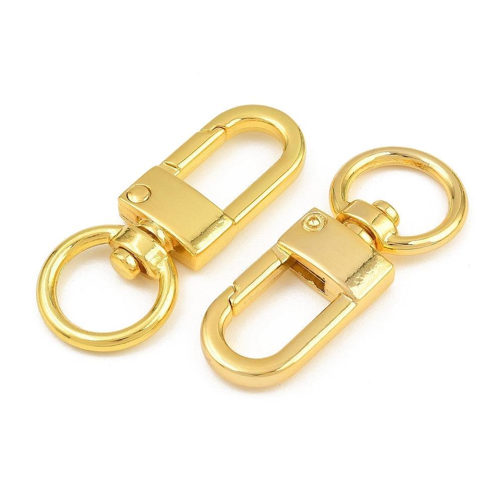 Sleutelhanger Karabijn Draaibaar Breed Goud 46x19mm - per stuk-Sluitingen-Kraaltjes van Renate